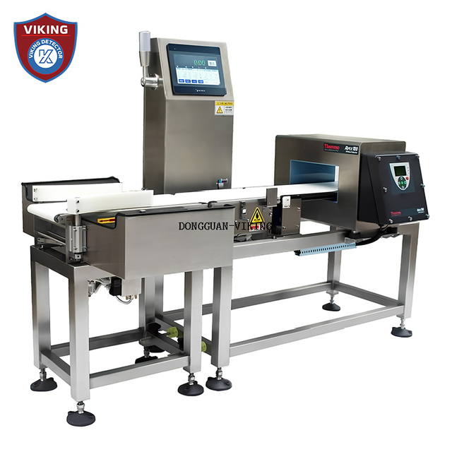 Integrated metal and weight inspection machine for efficient packaging maximizes product safety